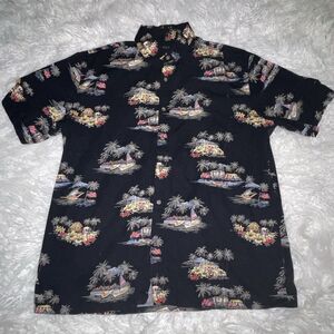 Boca Classics Hawaiian Shirt Size Large Black American Flag Island Classic Car